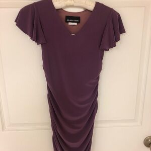 Un Deux Trois Purple Rouched Mini Dress